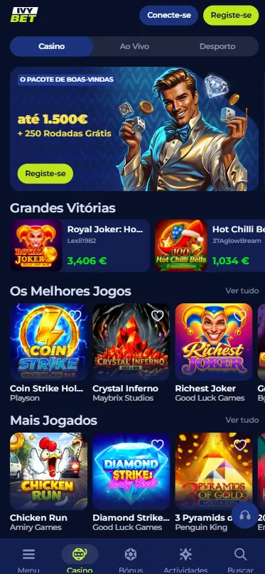 Mockup mobile do IvyBet sportsbook casino híbrido com cash out funcional confirmado e KYC processado em 18 horas