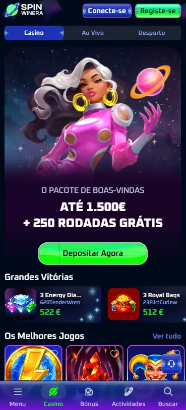 Mockup mobile do SpinWinera casino brand fresh 2025 com multi-currency e suporte português menos de 5 minutos